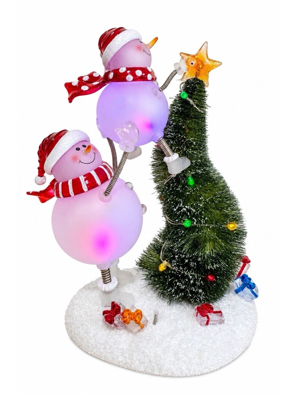 Kirkland Signature Snowmen With Tree Color Changing LED Christmas Decor 12” Box